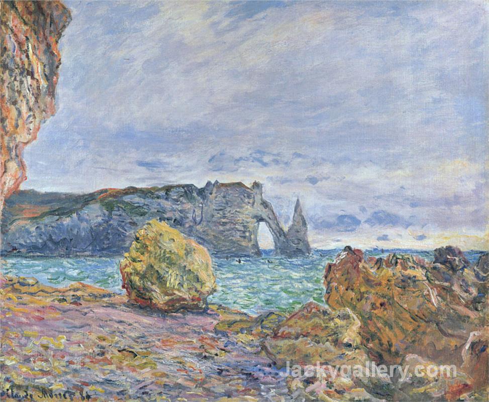 Etretat, the Beach and the Porte d Aval by Claude Monet paintings reproduction